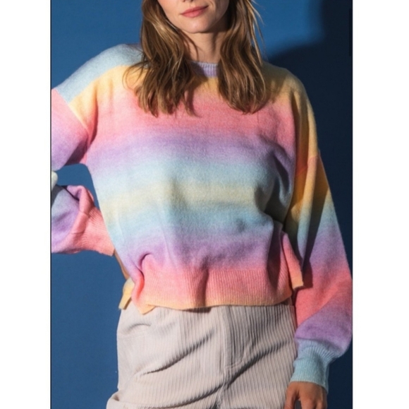 VERY J RAINBOW OMBRE SWEATER NWT - Picture 5 of 5